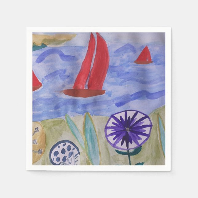 Guardanapo De Papel Velas Vermelhas e Flores (Frente)