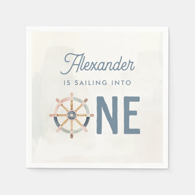 Guardanapo De Papel Velejando em Um Primeiro Aniversário Náutico (Frente)