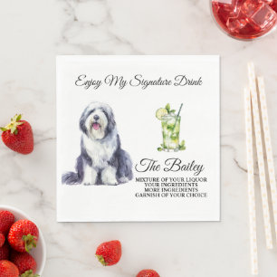 Guardanapo De Papel Velha Inglês Sheepdog Assinatura Bebida