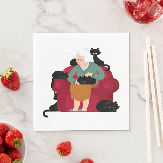 Guardanapo De Papel Velha Senhora de Gato (Criador carregado)