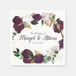 Guardanapo De Papel Velvet Magnolia Wreath Plum Wedding