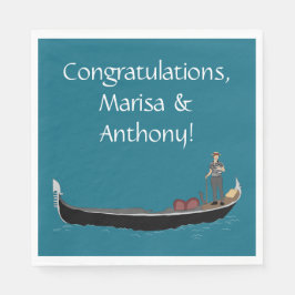 Guardanapo De Papel Veneza, Itália Gondola e Gondolier Teal Blue