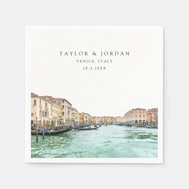 Guardanapo De Papel Veneza Itália Papel de Casamento Cocktail Napkin (Frente)