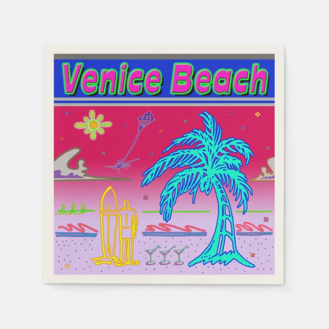 Guardanapo De Papel "Venice Beach" Surfer Napkins (Frente)