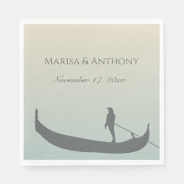 Guardanapo De Papel Venice Gondola Silhouette no Sunset Wedding