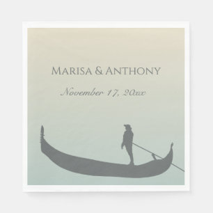 Guardanapo De Papel Venice Gondola Silhouette no Sunset Wedding