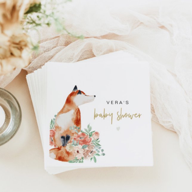 Guardanapo De Papel VERA Eucalyptus Greenery & Terracotta Floral Fox (Criador carregado)