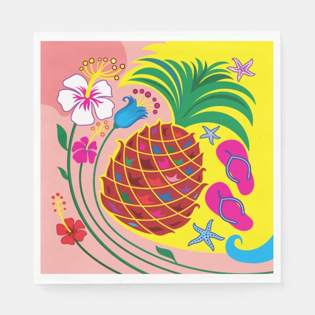 Guardanapo De Papel Verão Tropical de Abacaxi (Frente)