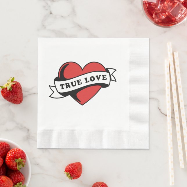 Guardanapo De Papel Verdadeiro Coração de Tatuagem de Amor | Clássico  (Insitu)