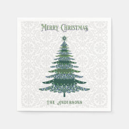 Guardanapo De Papel Verde-Árvore de Natal Moderno Personalizado