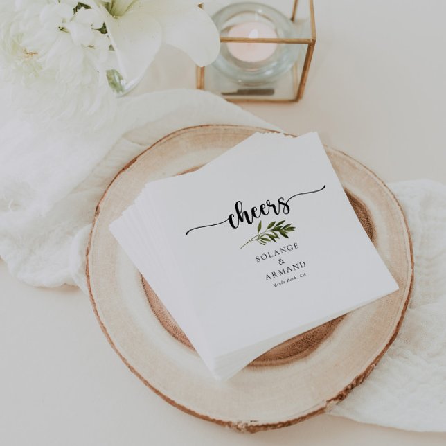 Guardanapo De Papel Verde Botânico deixa casados saudações (Criador carregado)