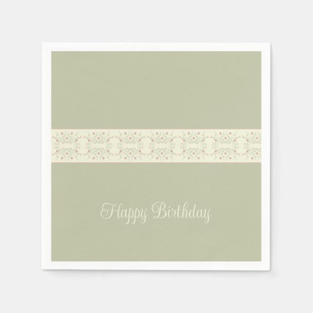 Guardanapo De Papel Verde Claro E Rosa Rosado (Frente)