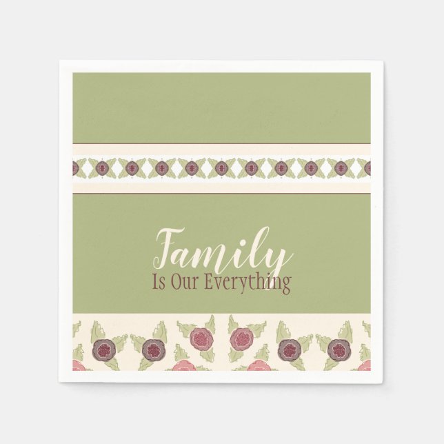 Guardanapo De Papel Verde Claro E Rosa Suave (Frente)