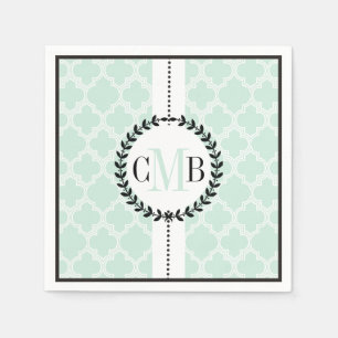 Guardanapo De Papel Verde da hortelã, casamento branco do teste padr