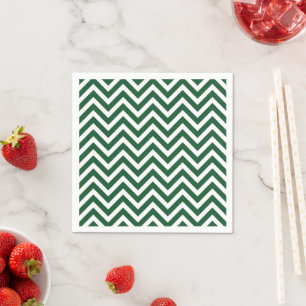 Guardanapo De Papel Verde de caçador e branco Chevron