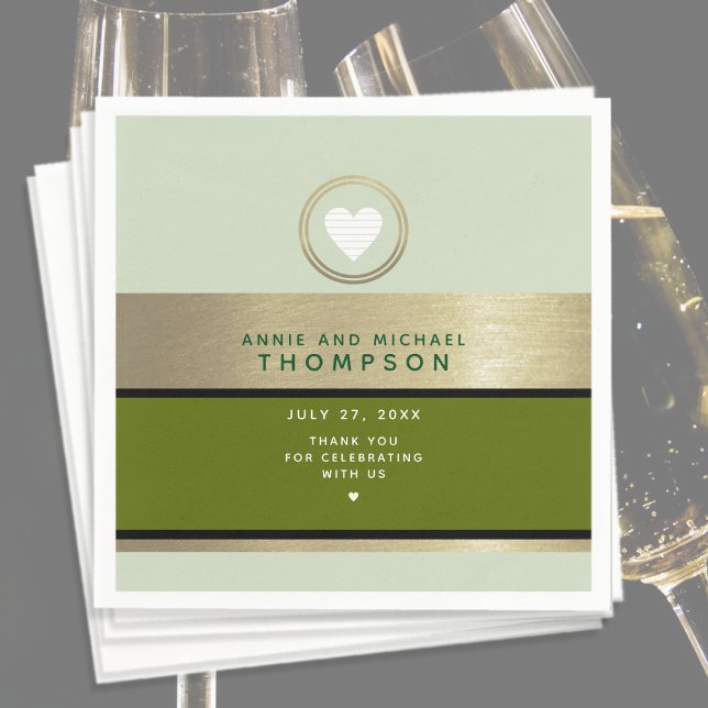 Guardanapo De Papel Verde de casamento moderno (Criador carregado)