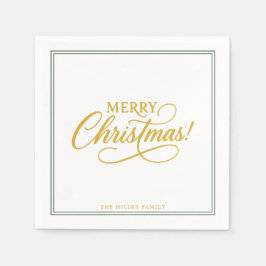 Guardanapo De Papel Verde de Natal e ouro, elegante