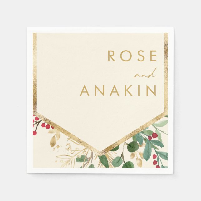 Guardanapo De Papel Verde de Natal Moderno | Cream Wedkins Napkins (Frente)