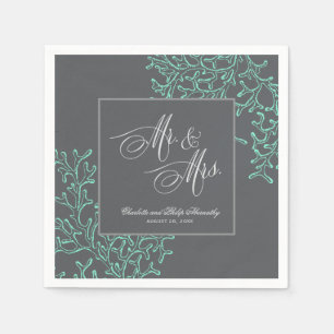 Guardanapo De Papel Verde de Seafoam e casamento náutico litoral