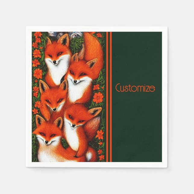 Guardanapo De Papel Verde divertido Foxy (Frente)