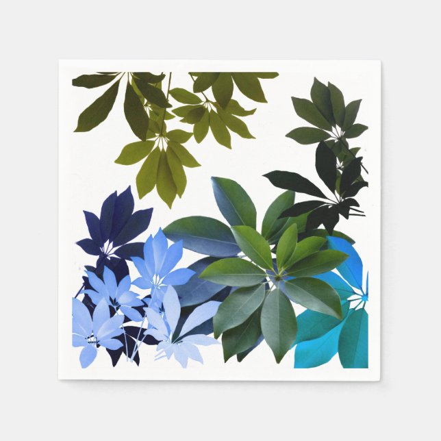 Guardanapo De Papel Verde e Azul Deixa Coquetel Padrão Napkin (Frente)