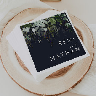 Guardanapo De Papel Verde e Folha Dourada   Napkins para Casamento de 