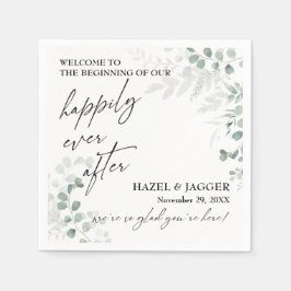 Guardanapo De Papel Verde Elegante Feliz Para Sempre