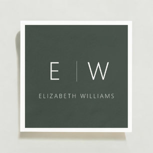 Guardanapo De Papel Verde escuro Elegante moderno minimalista branco p