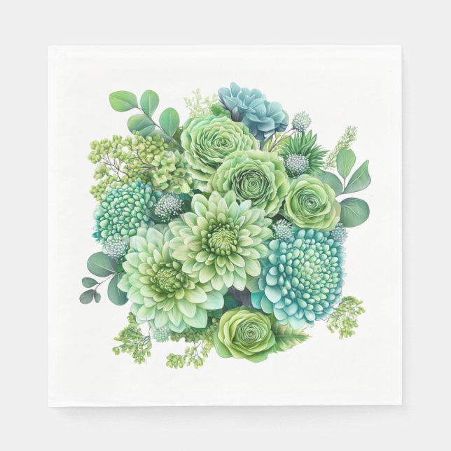Guardanapo De Papel Verde Floral (Frente)