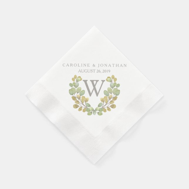 Guardanapo De Papel Verde Folha Simplicidade Monograma Wreath Napkins (Canto)