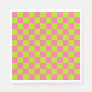 Guardanapo De Papel Verde limão e rosa Checkered