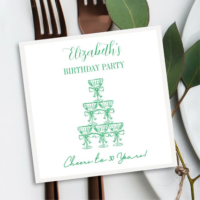 Guardanapo De Papel Verde moderno aplaude 30 anos Aniversário Nápoles (Criador carregado)