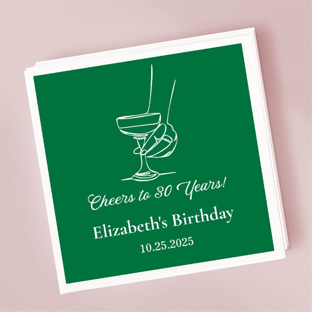 Guardanapo De Papel Verde moderno aplaude 30 anos Aniversário Nápoles (Criador carregado)