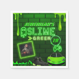 Guardanapo De Papel Verde Slime | Festa de aniversário fotográfica Neo