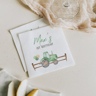 Guardanapo De Papel Verde Trator Birthday Napkins