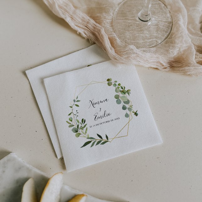 Guardanapo De Papel Verde Tropical Deixa Casamento Espanhol Napkin (Criador carregado)