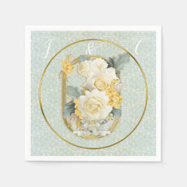 Guardanapo De Papel Verdes claras, amarelas e brancas, Mandalas