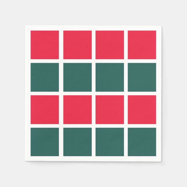 Guardanapo De Papel Verdes Verdes Vermelhos Verificados Parte Verifica (Frente)