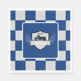 Guardanapo De Papel Verificação de cinzas e azuis e motocicleta