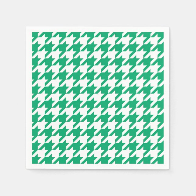 Guardanapo De Papel Verificação de Houndstooth Verde e Branco (Frente)