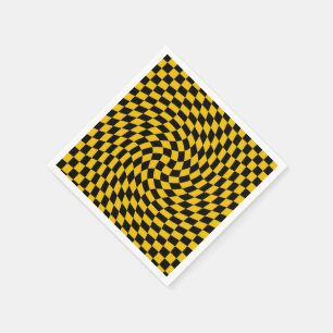 Guardanapo De Papel Verificações Retrotorturadas em Amarelo Preto Veri