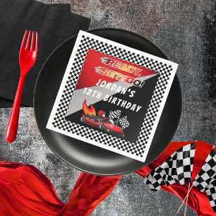 Guardanapo De Papel Vermelha   Black Go Kart Racing Birthday