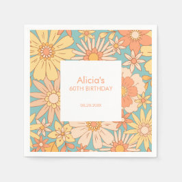 Guardanapo De Papel Vermelhidão Botânica Pêssego Laranja Retro Verde 6