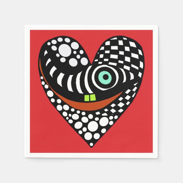 Guardanapo De Papel Vermelho, abstrato, coração vermelho (Frente)