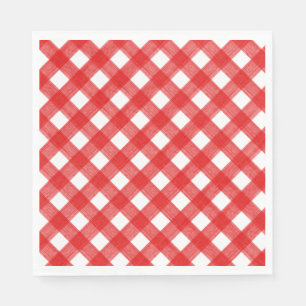 Guardanapo De Papel Vermelho-aquarela e papel-Xadrez branco Napkin