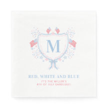 Vermelho, Branco e Azul 4 de julho Cesto do Monogr