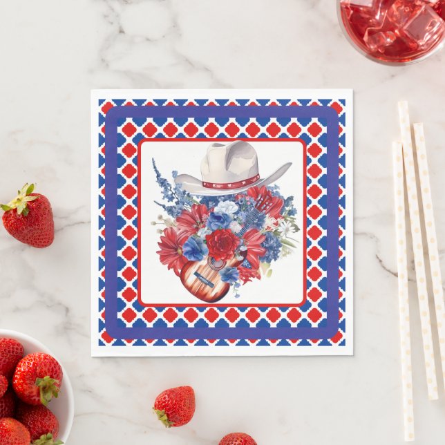 Guardanapo De Papel Vermelho Branco e Azul Ocidental (Insitu)