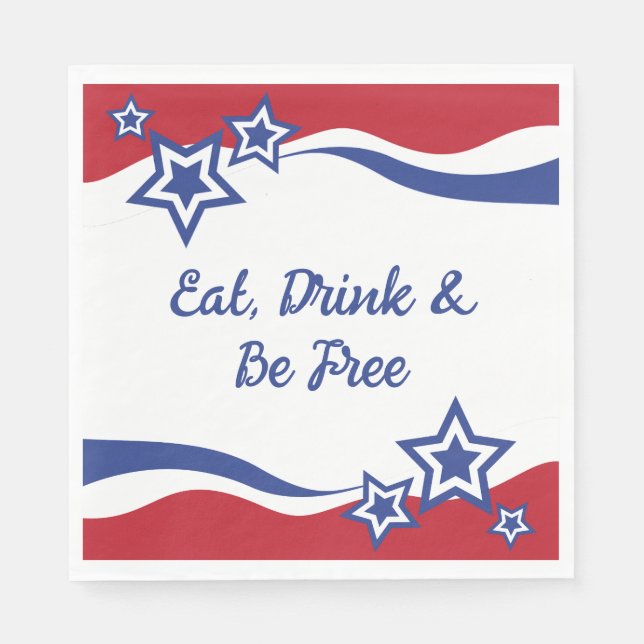 Guardanapo De Papel Vermelho, Branco e Azul Patriótico (Frente)