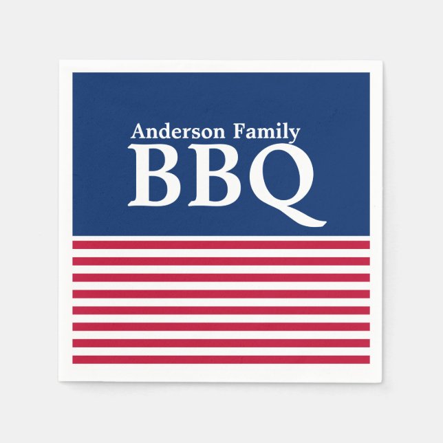 Guardanapo De Papel Vermelho, Branco e Azul Patriótico Personalizado (Frente)