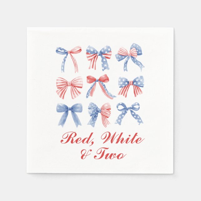 Guardanapo De Papel Vermelho, Branco e Dois Arcos aniversário de quatr (Frente)